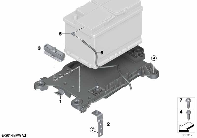 Accubevestiging en montageonderdelen