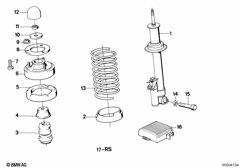 Veerelement achter EDC/niveauregulering