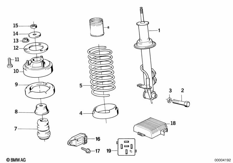 Veerelement achter EDC/niveauregulering