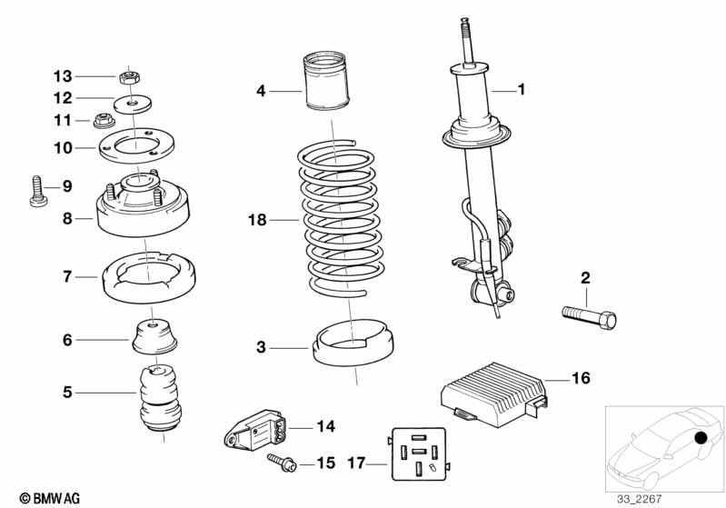 Veerelement achter EDC/stuurtoes./sensor