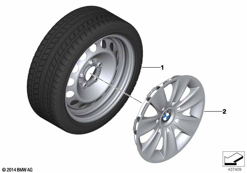 Compleet winterwiel staal - 16"