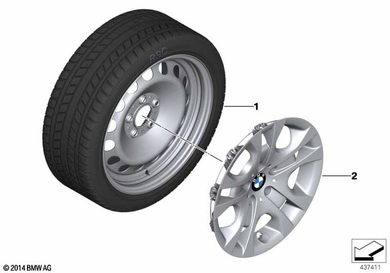 Compleet winterwiel staal - 17"