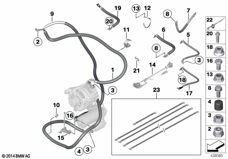 Accu- startmotor- massadraad