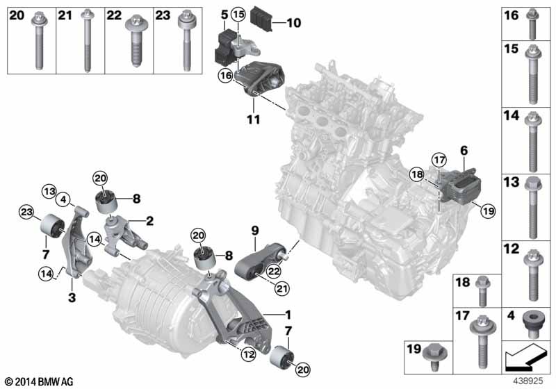 Motor- en versnellingsbakophanging