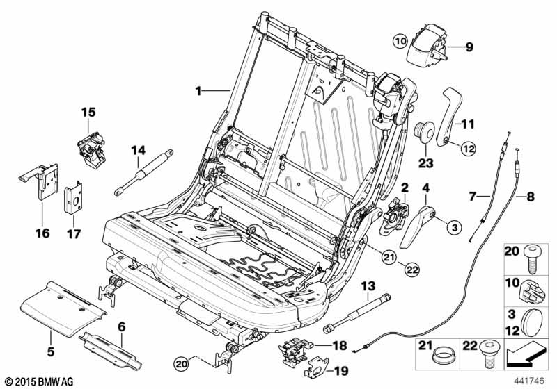 Achterbank zittingframe links