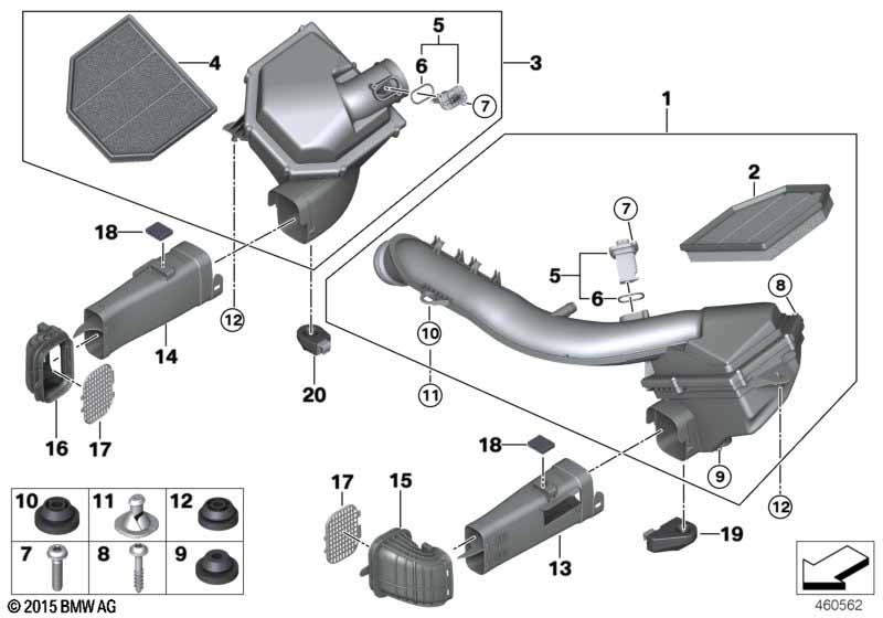 Inlaatluchtdemper/Filterelement/HFM