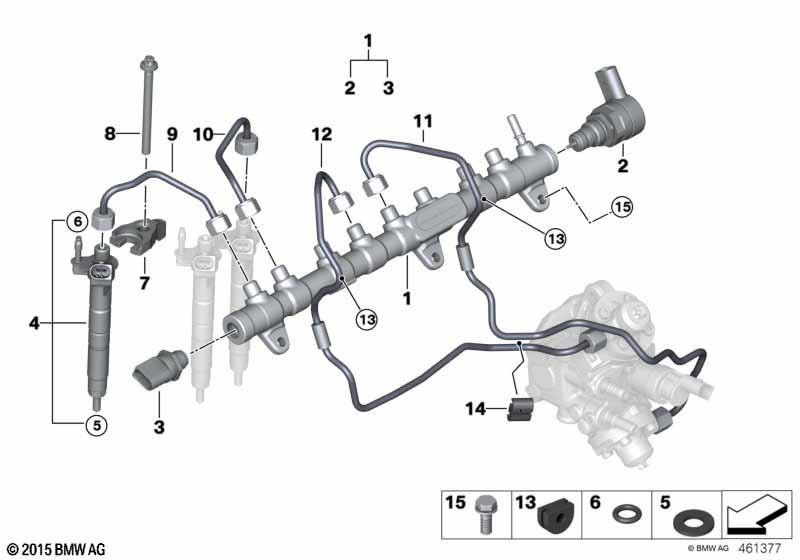 Hogedrukaccumulator/injector/leiding