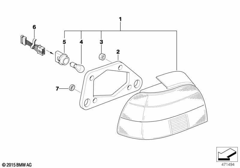 Onderdelen achterlicht Facelift 2000