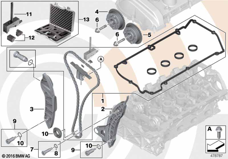 Reparatieset open distr. ketting boven