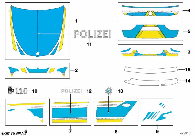 Beplakking politie Beieren blauw