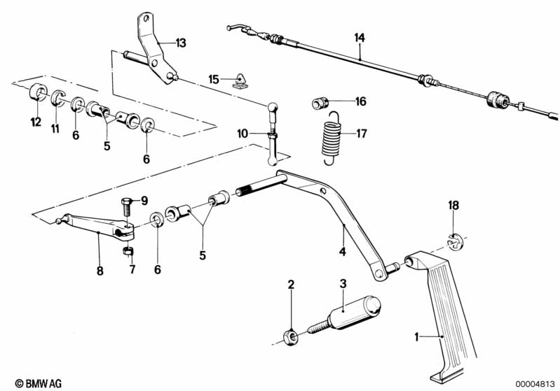 Gasbediening/bowdenkabel RHD