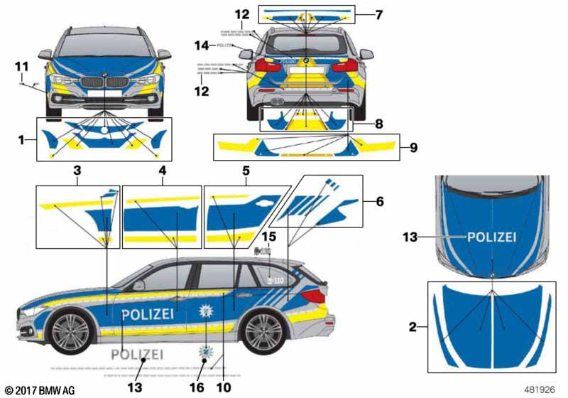 Beplakking politie Beieren blauw