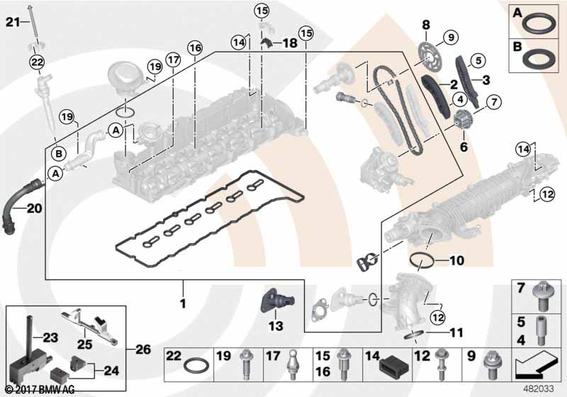 Reparatieset open distr. ketting boven