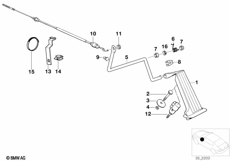 Gasbediening/bowdenkabel RHD