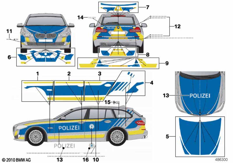 Beplakking politie Beieren blauw