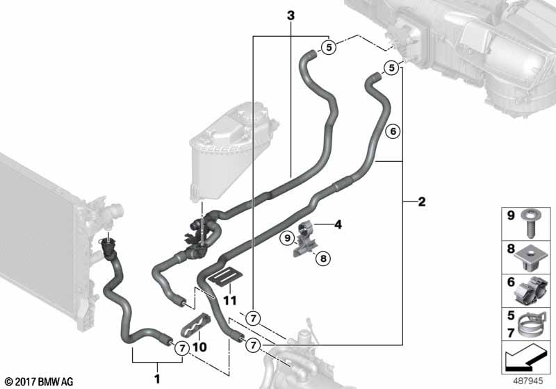 Koelvloeistofslangen interieurvoorverw