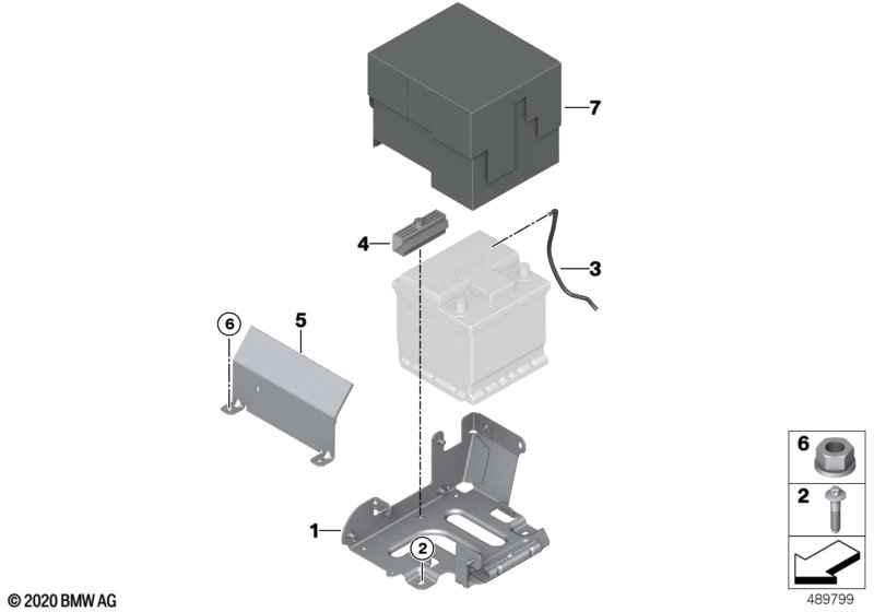 Accubevestiging en montageonderdelen