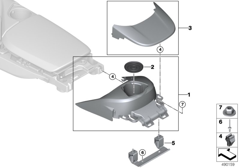 Aanbouwdelen middenconsole achter