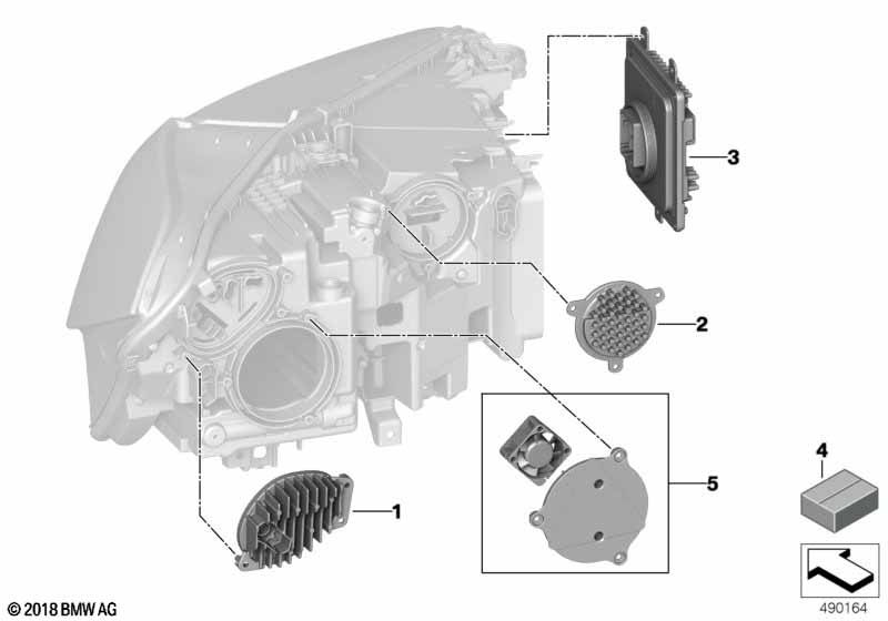 Afz. onderdelen koplamp elektronica