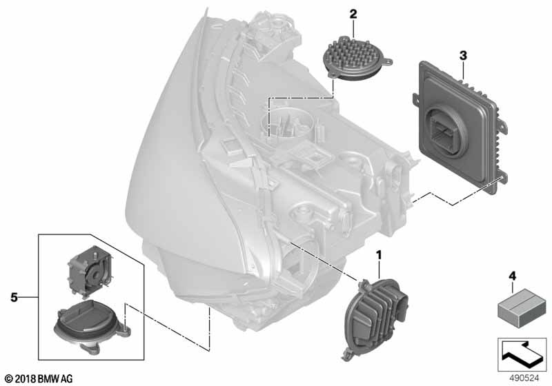 Afz. onderdelen koplamp elektronica