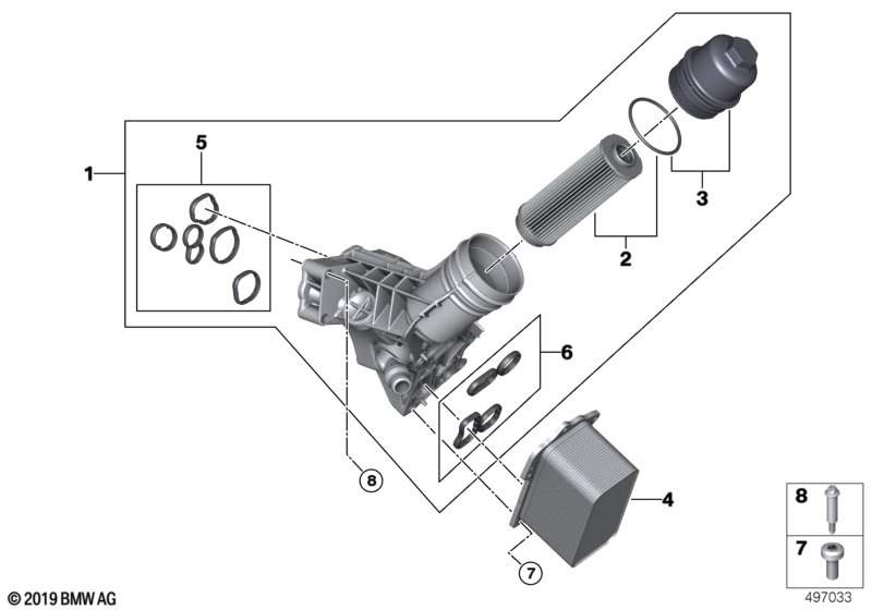 Olievoorziening-oliefilter, warmteruiler