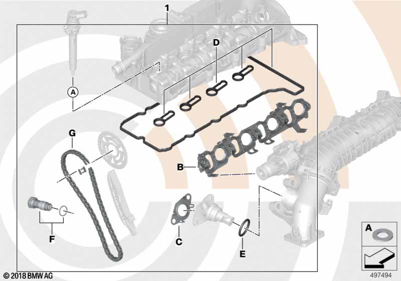 Reparatieset open distr. ketting boven