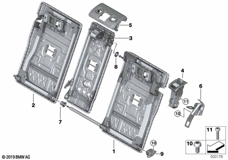 Achterbank zittingframe neerklapbaar