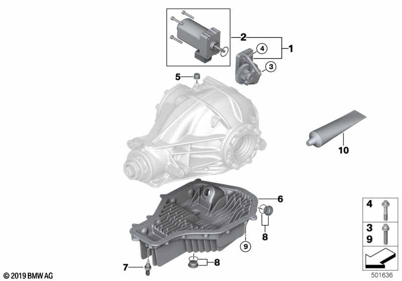 Achterasaandr. stelmotor/oliecarter