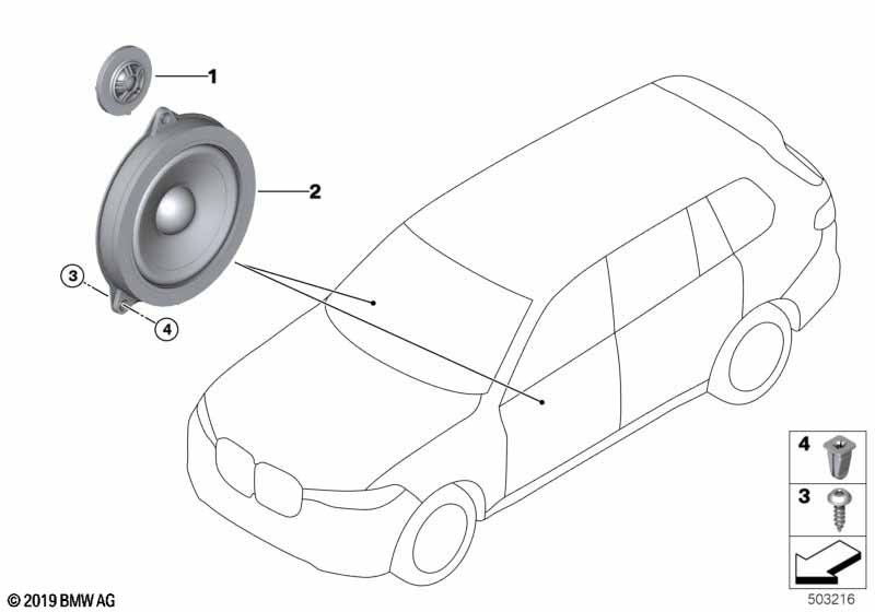 Onderdelen deur voor hifi-systeem