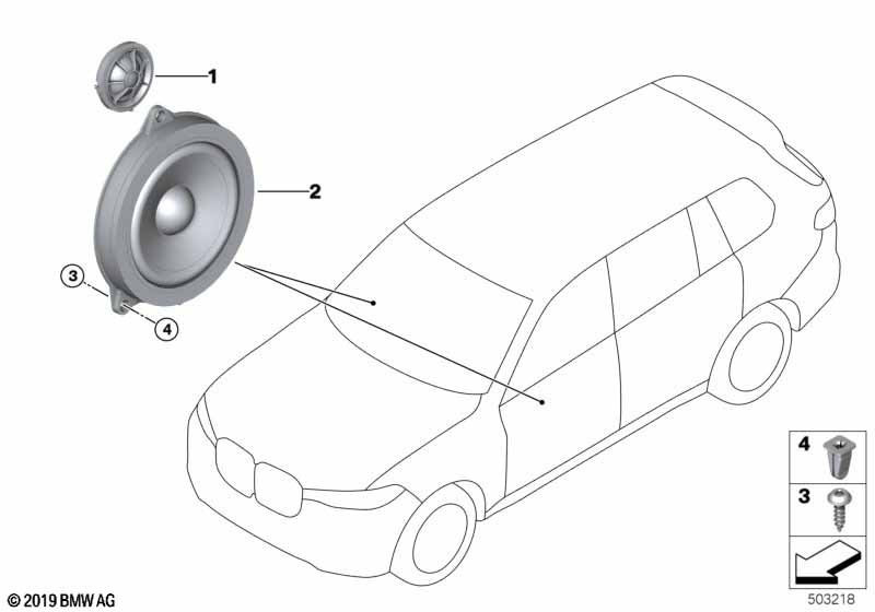 Onderdelen deur voor top-hifi-systeem