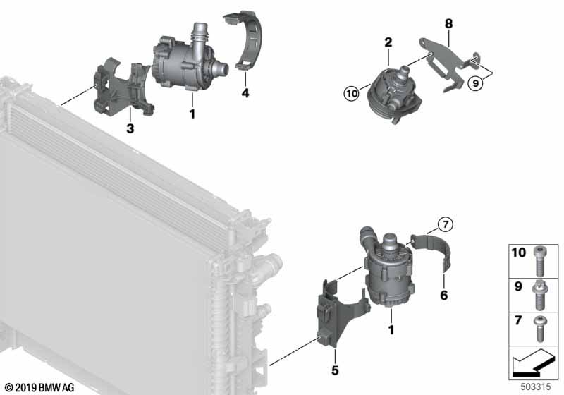 Elektrische waterpomp / bevestiging