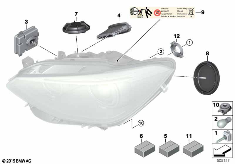 Afzonderlijke onderdelen koplamp xenon