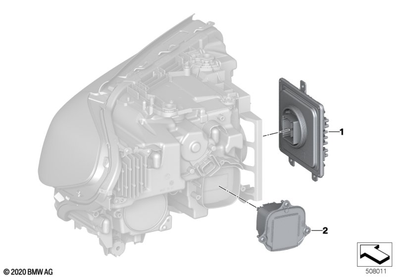 Afz. onderdelen koplamp elektronica