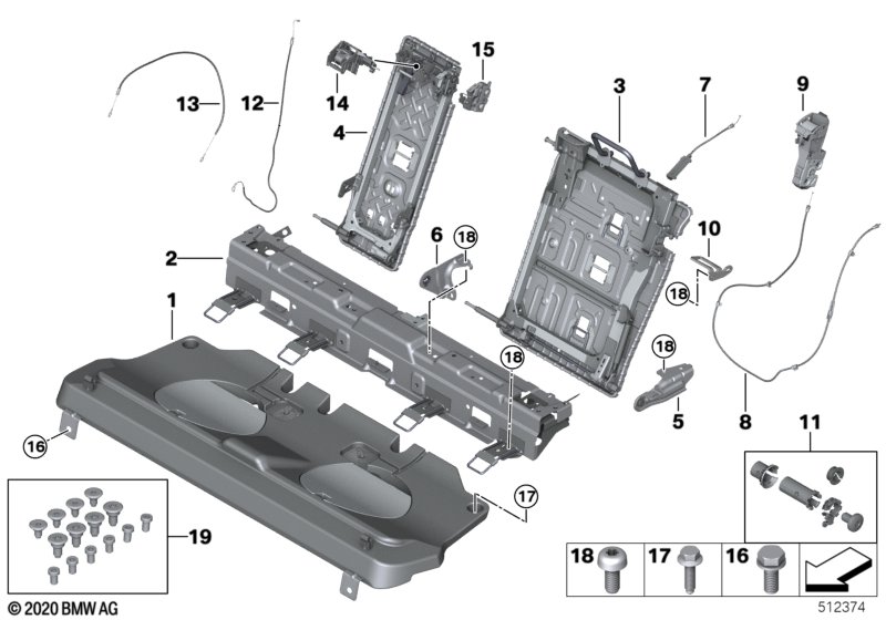 Achterbank zittingframe