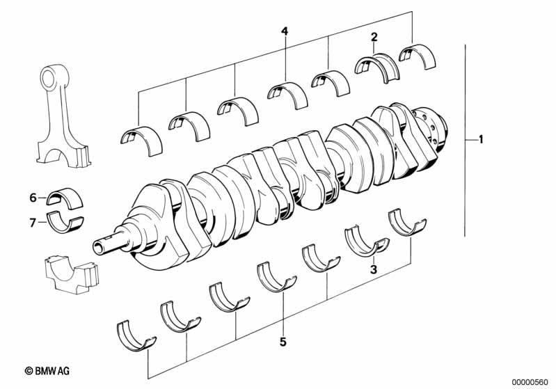 Krukas drijfwerk-krukas met lagerschalen