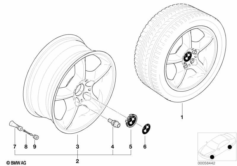 BMW wiel lichtmetaal sterspaak 57