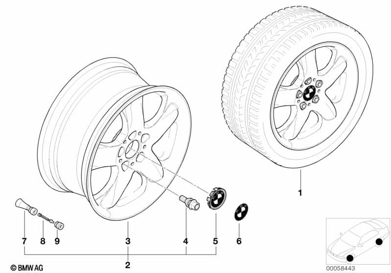 BMW wiel lichtmetaal sterspaak 58