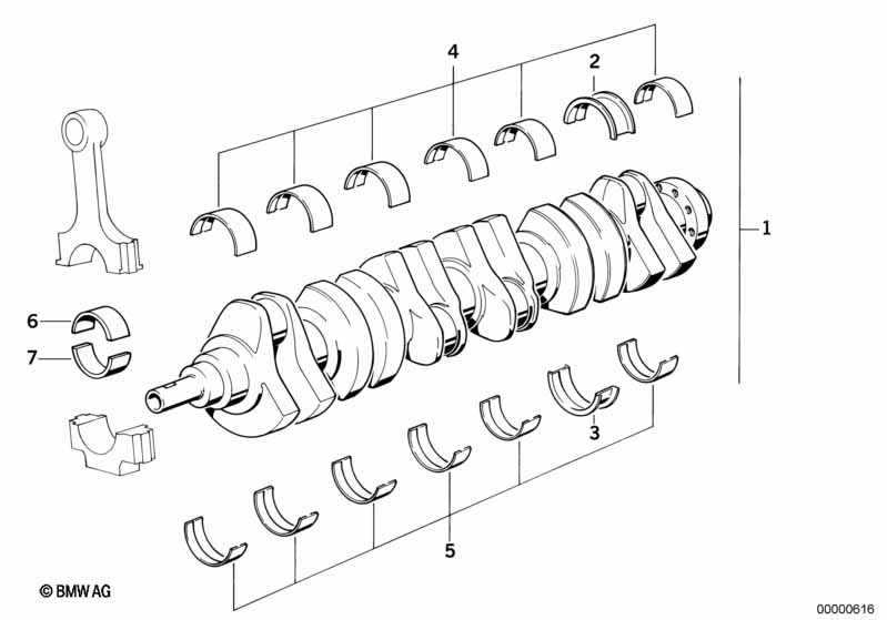 Krukas drijfwerk-krukas met lagerschalen