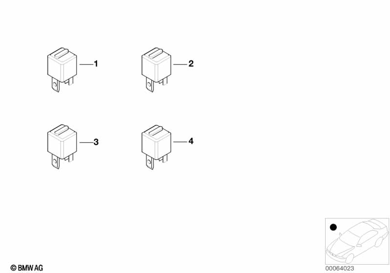 Relais positie achter de kofferruimte
