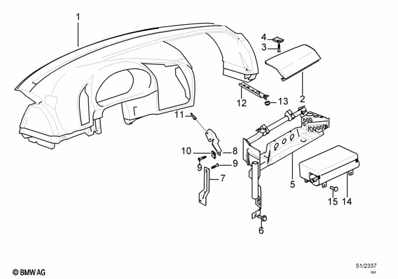 Bekled.instrument paneel/meerijd.airbag