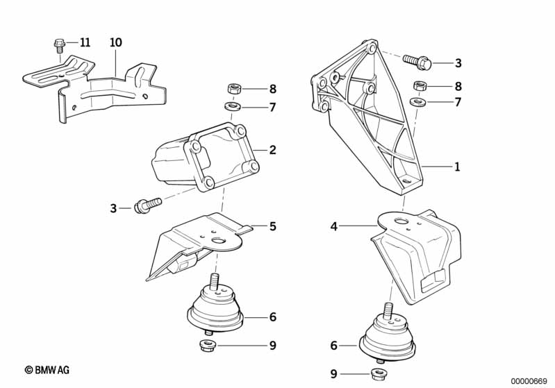 Motorophanging/motordemper