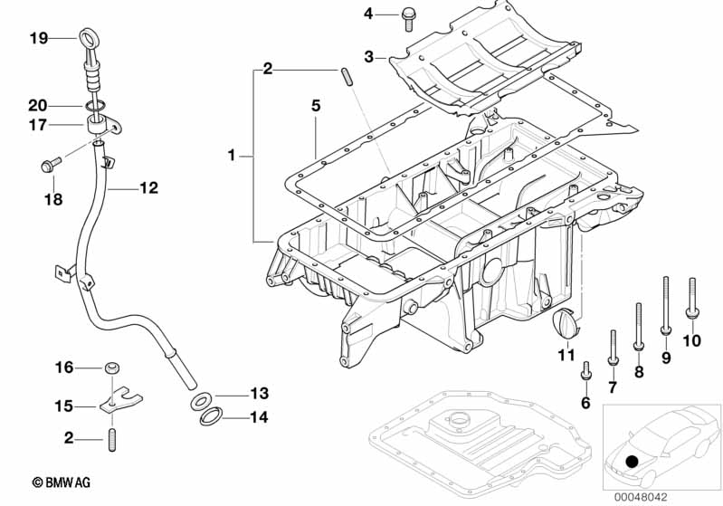 Oliecarter bov.gedeelte/olieniveau