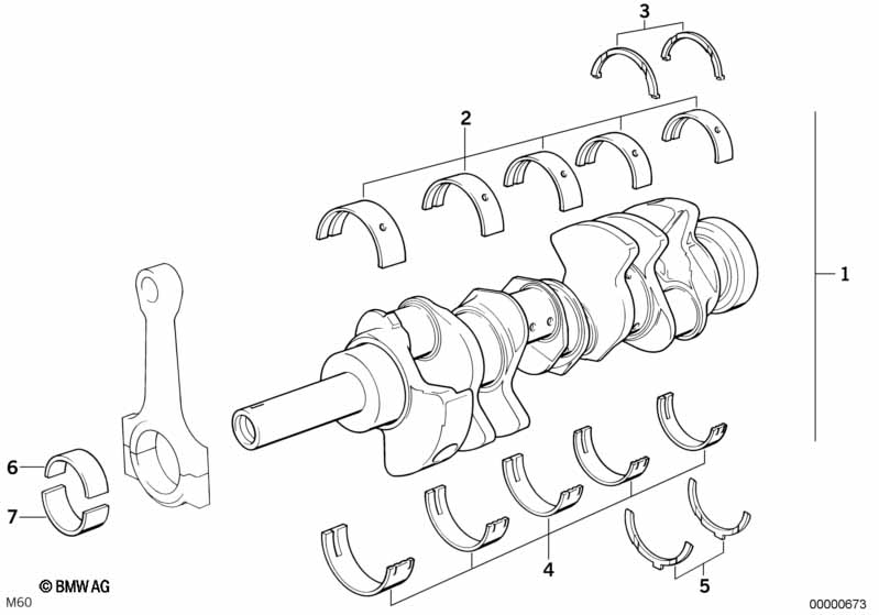 Krukas drijfwerk-krukas met lagerschalen