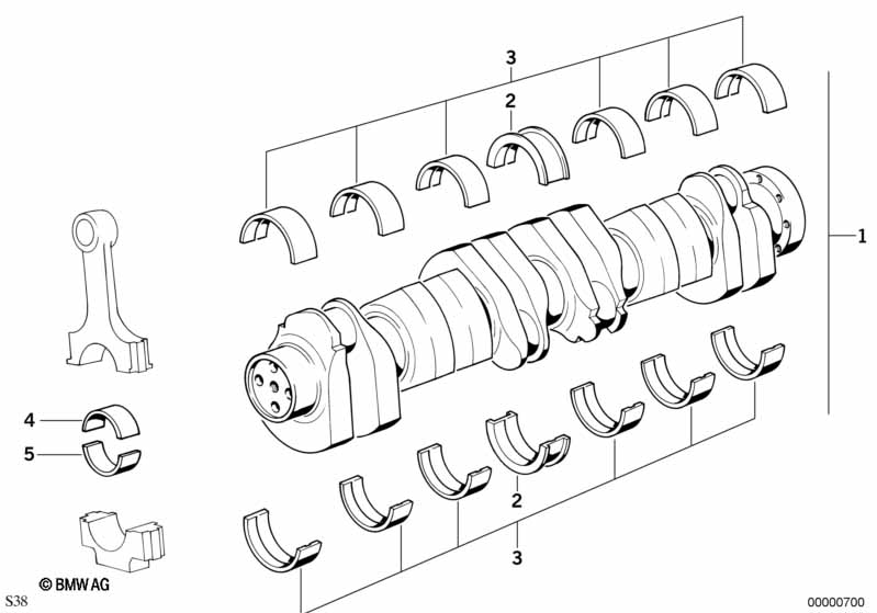 Krukas drijfwerk-krukas met lagerschalen