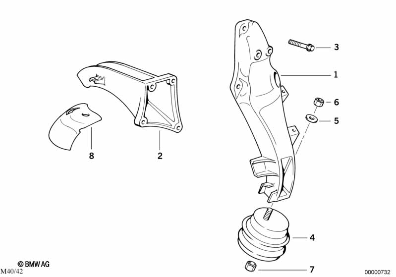 Motorophanging/motordemper