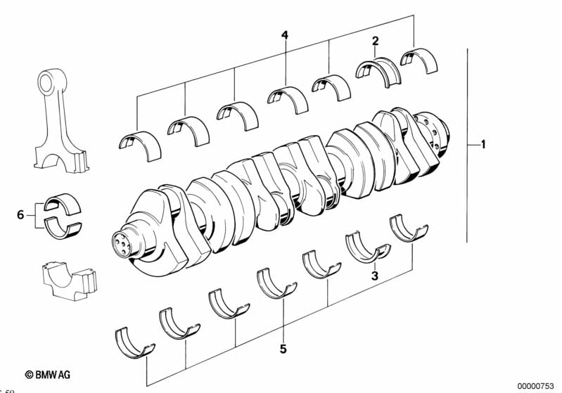 Krukas drijfwerk-krukas met lagerschalen