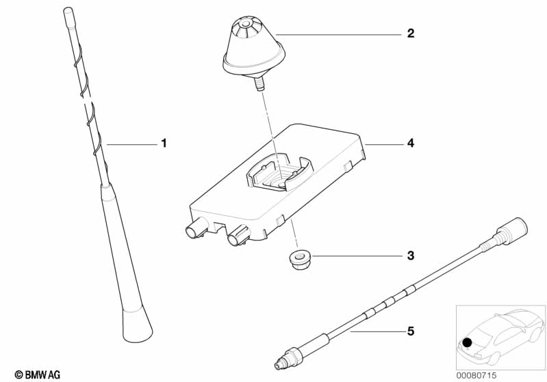 Onderdelen zijpaneel telefoon-antenne