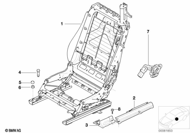 Zitting voor rugleuning-raam