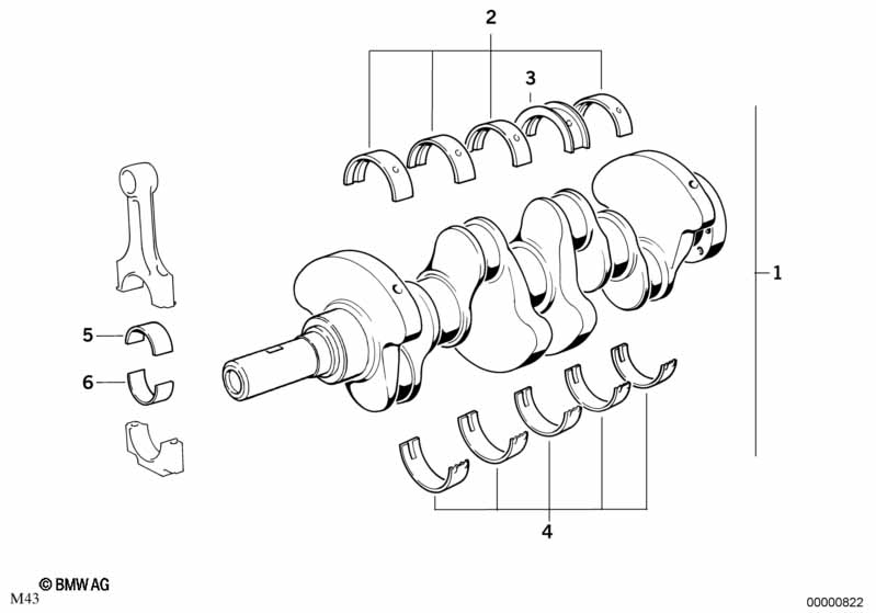 Krukas drijfwerk-krukas met lagerschalen