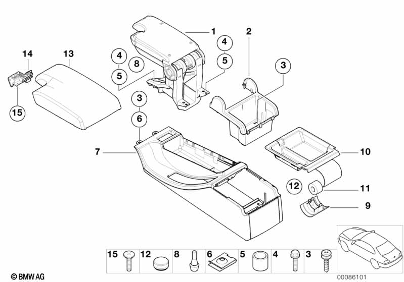 Midd.konsole/armsteun,bevestig.bekleding